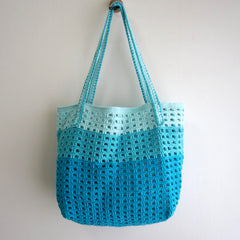 handmade Crochet bag-BLEU Waffle bag