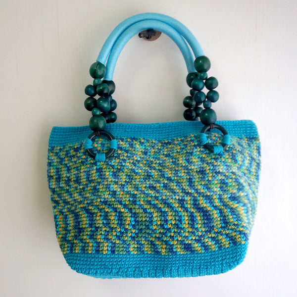 handmade Crochet bag-Bleu Tote bag