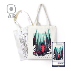 DIY Line art to colour&AR Animation-Canvas Tote Bag-Caterpillar