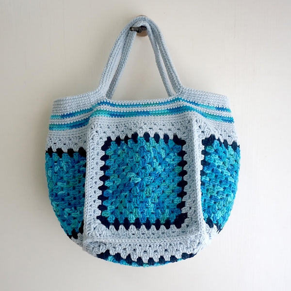 handmade Crochet bag-Bleu granny  square bag