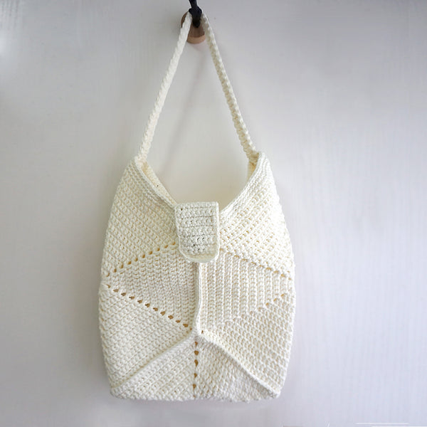 handmade Crochet bag-Cream bucket bag