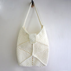 handmade Crochet bag-Cream bucket bag