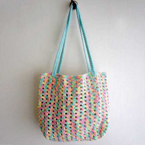 handmade Crochet bag-Rainbow Waffle bag