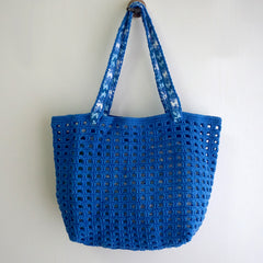 handmade Crochet bag-Dark Bleu Waffle bag