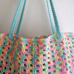 handmade Crochet bag-Rainbow Waffle bag