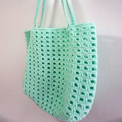handmade Crochet bag-Mint Green Waffle bag