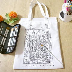 DIY Line art to colour&AR Animation-Canvas Tote Bag-Spider