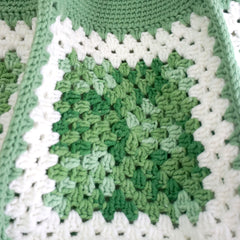 handmade Crochet bag-granny square bag-light green&white