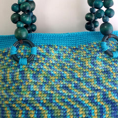 handmade Crochet bag-Bleu Tote bag