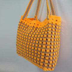 handmade Crochet bag-Waffle bag-Yellow & Khaki