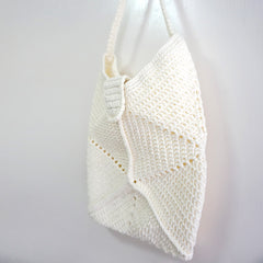 handmade Crochet bag-Cream bucket bag