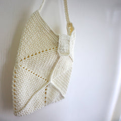 handmade Crochet bag-Cream bucket bag