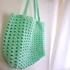 handmade Crochet bag-Mint Green Waffle bag