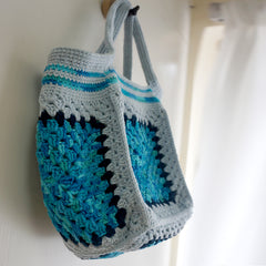 handmade Crochet bag-Bleu granny  square bag