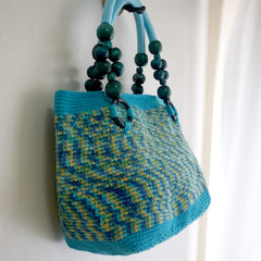 handmade Crochet bag-Bleu Tote bag