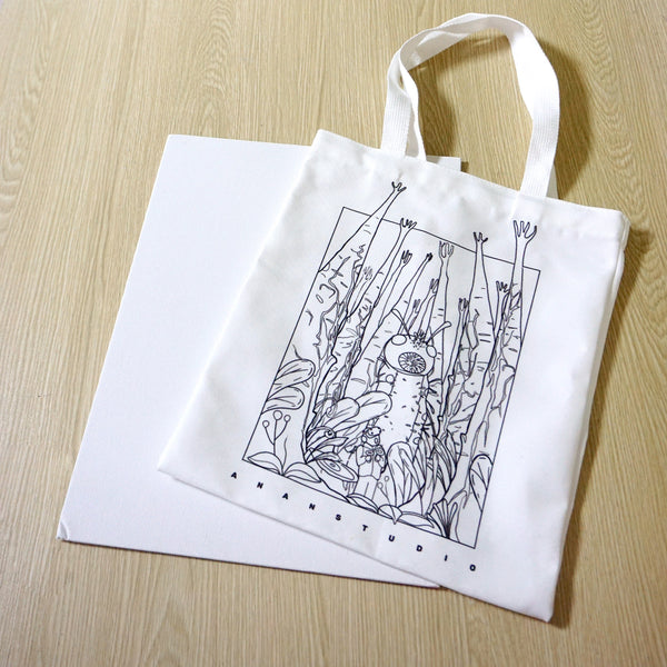 DIY Line art to colour&AR Animation-Canvas Tote Bag-Caterpillar