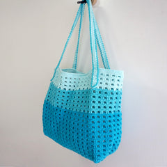 handmade Crochet bag-BLEU Waffle bag