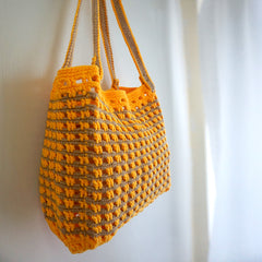 handmade Crochet bag-Waffle bag-Yellow & Khaki