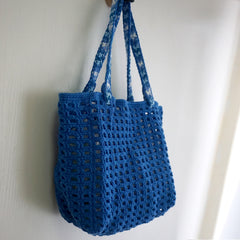 handmade Crochet bag-Dark Bleu Waffle bag