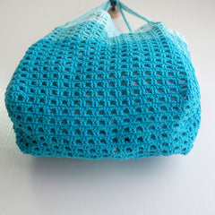 handmade Crochet bag-BLEU Waffle bag