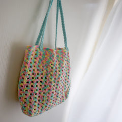 handmade Crochet bag-Rainbow Waffle bag