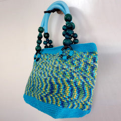 handmade Crochet bag-Bleu Tote bag