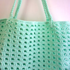 handmade Crochet bag-Mint Green Waffle bag