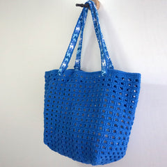 handmade Crochet bag-Dark Bleu Waffle bag