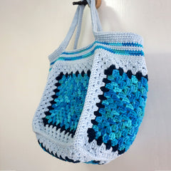 handmade Crochet bag-Bleu granny  square bag