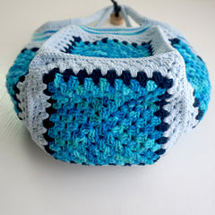 handmade Crochet bag-Bleu granny  square bag