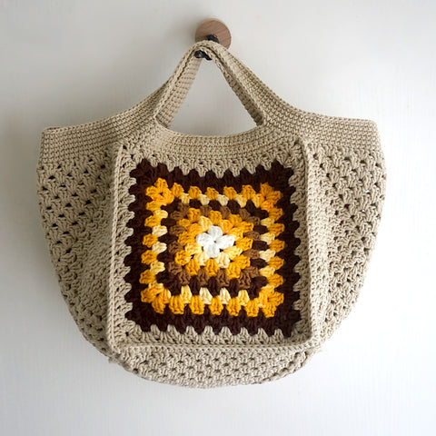 handmade Crochet bag-granny square Caramel hand bag