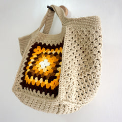 handmade Crochet bag-granny square Caramel hand bag