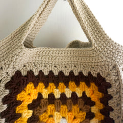 handmade Crochet bag-granny square Caramel hand bag