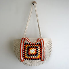 handmade Crochet bag-granny square bag-Caramel b