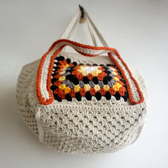 handmade Crochet bag-granny square bag-Caramel b