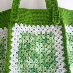 handmade Crochet bag-granny square bag-green and white